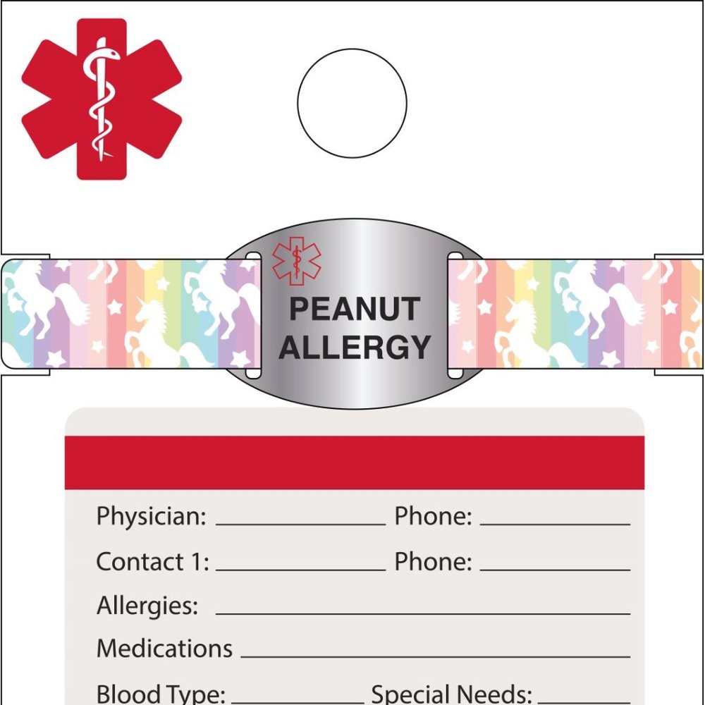 Medic Id Bracelet-Peanut Allergy Unicorn Print